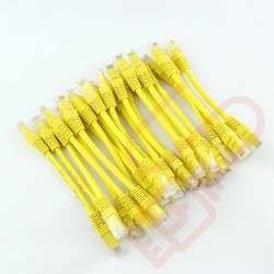 24 Pack of 20cm (8-inch) in Yellow - Cat5e High Grade 125MHz 24AWG LSZH Patch Cables for 2U Patching