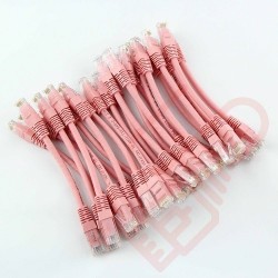 24 Pack of 20cm (8-inch) in Pink - Cat5e High Grade 125MHz 24AWG LSZH Patch Cables for 2U Patching