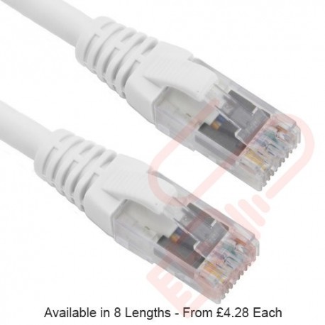 Cat5e Patch Cables Rollover RJ45 UTP PVC Snagless Booted White