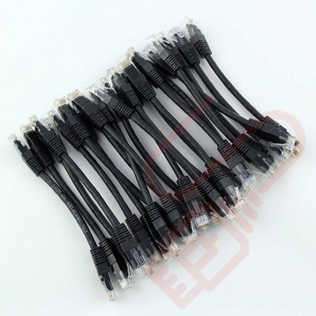 24 Pack of 15cm (6-inch) in Black - Cat6 High Grade 250MHz 24AWG LSZH Patch Cables for 1U Patching