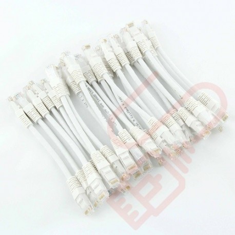 24 Pack of 20cm (8-inch) in White - Cat6 High Grade 250MHz 24AWG LSZH Patch Cables for 2U Patching
