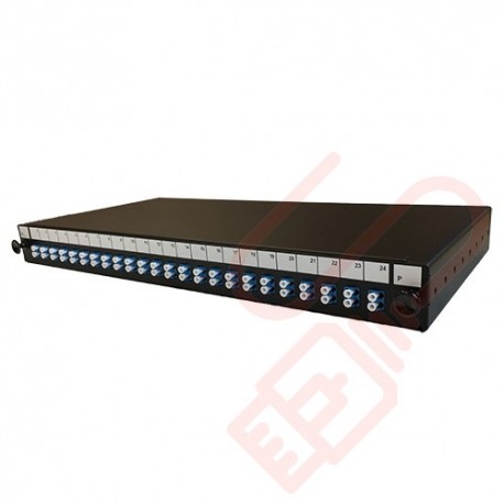 1U LC Duplex Sliding Patch Panel Loaded With 24 LC Duplex Singlemode Adaptors