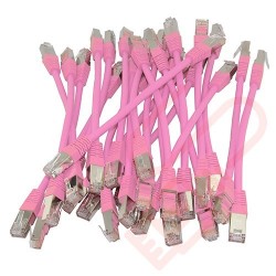 20cm (8-inch) 24 Pack in Pink - Cat6a S/FTP Premium Grade LSZH Patch Cables for 2U Patching