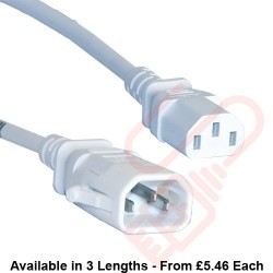 C13 to C14 'P-Lock' Power Cable White
