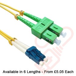 OS2 LC to SC/APC Fibre Patch Cables Singlemode Yellow