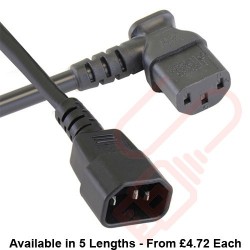 C13 Angled Left to C14 Straight Premium SJT Power Cables Black