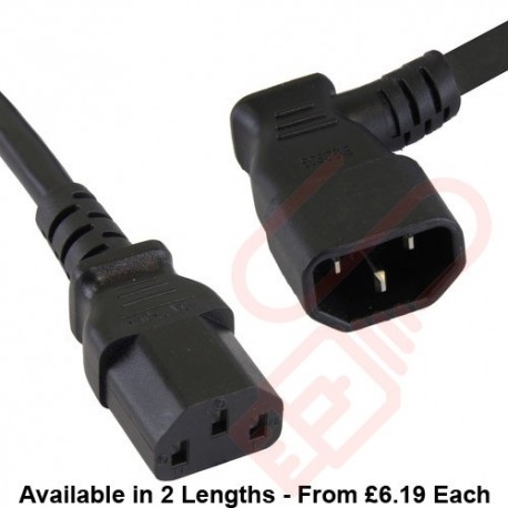 C13 Straight to C14 Angled Right Premium SJT Power Cables Black