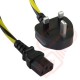 1.8 Metre (6ft) UK Plug to C13 Caution Black & Yellow Power Cable