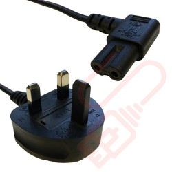 UK Plug (3 Amp) to Right Angled C7 Figure of 8 Power Cable 1.8m Black