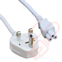 UK Plug (5 Amp) - C5 Clover Leaf PVC Power Cable 1.8m White