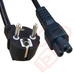Schuko Euro Angled Right to IEC C5 Clover Leaf Power Cables 2m Black