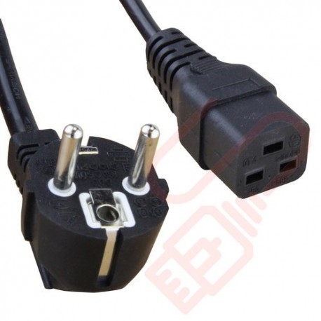 Schuko Euro Angled Right to IEC C19 Connector Power Cables 2.5m Black