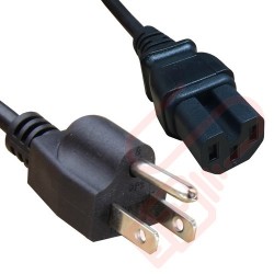 2.0 Metre USA Plug 3 Pin to IEC C15 HOT Connector 18AWG Power Cables Black