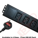 Vertical IEC (C19) Socket to UK 13A Plug with 3 Metre Trailing Cable 