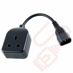 0.25 Metre Black - C14 Male Plug to UK 10Amp Rated Socket PVC 1mm2 Power Cable
