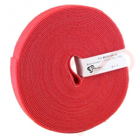 10 Metre Red Eco Scratch Velco Reel Hook & Loop - ECOS-SR-10