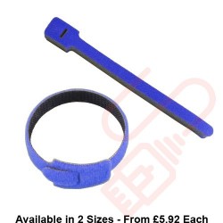 Blue Hook & Loop Velcro Cable Ties 20 Pack