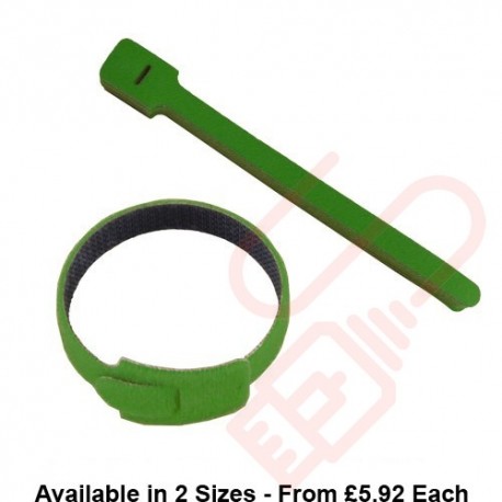 Green Hook & Loop Velcro Cable Ties 20 Pack