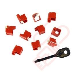 Panduit RJ45 Lock-In Devices - 10x RJ45 Plug Lock Inserts & Removal Tool in Red PSL-DCPLX