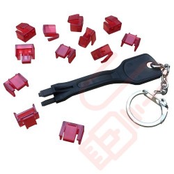 25 Pack RJ45 Port Blocker (Red) with Universal Removal Key