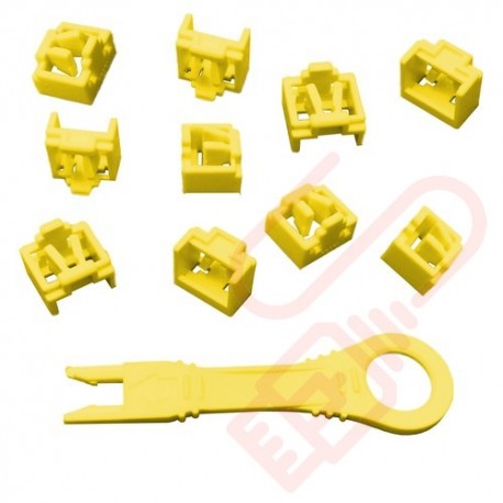 RJ45 Lockdown Jack Blockout Device 10 Pack in Yellow with Key - RJ45JLP-10X