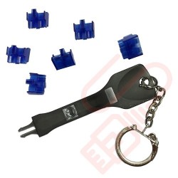 LC Duplex Fibre Security Boot Clip Blue 6 Pack with Universal Removal Key