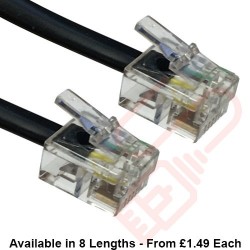 RJ11 to RJ11 ADSL Modem Cable Black