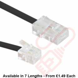 RJ11 to RJ45 Cable 4 Core Straight Through Modem Lead Black