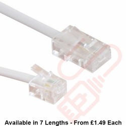 RJ11 to RJ45 Cable 4 Core Straight Through Modem Lead White