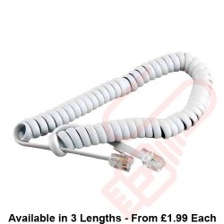 White RJ10 4P4C Connectors Coiled Telephone Cord