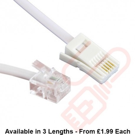BT Male to RJ11 Male 2 Wire Cable White 