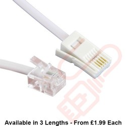 BT to RJ11 4 Wire Crossover Cable White