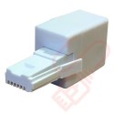 BT Male to RJ11 Female 4 Wire Straight Through Socket Phone Adapter White