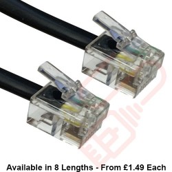 RJ12 Rollover 6 Wire Cat5e Cable Black