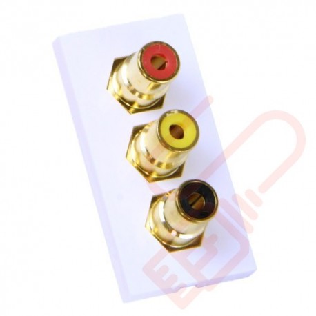 3x RCA Moduler Coupler, Red, Yellow & Black