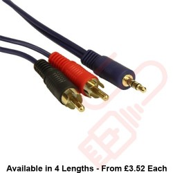 3.5mm Stereo Male to 2 RCA Audio Cables Dark Blue