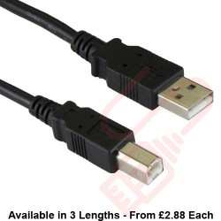 USB 2.0 A Male to B Male Premium Data Cable Black
