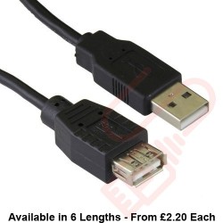 USB 2.0 A Male to A Female Extension Cable Black