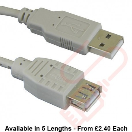 USB 2.0 A Male to A Female Extension Cable Beige