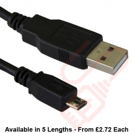 USB 2.0 A Male to MICRO B Data Cable Black