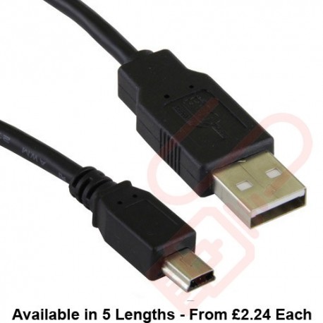 USB 2.0 A Male to MINI B Data Cable Black