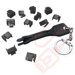 25 Pack RJ45 Port Blocker (Black) with Universal Removal Key