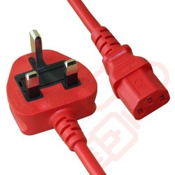 2.0 Metre UK Plug (10 Amp) to C13 High Grade PVC Power Cable Red