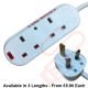 White - 2 Way Socket Gang Block Surge and Spike Protected Extension Lead