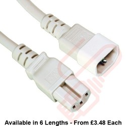 C14 to C15 HOT Condition Power Cables White