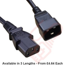 C13 to C20 High Grade H05VV-F 16A Power Cables Black