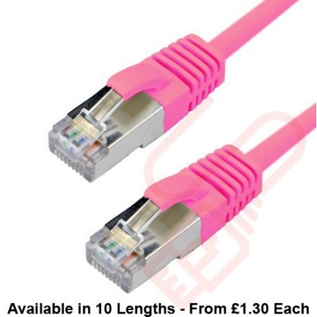 Cat6a Slim U/FTP Small Diameter Snagless Booted Patch Cables Pink