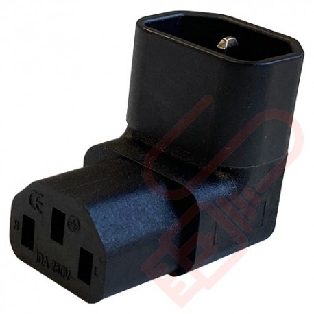 IEC Right Angled C14 Male (Up) to C13 Female Power Adapter