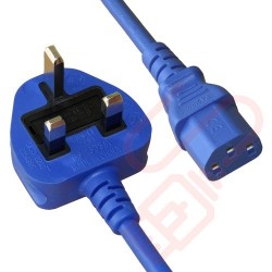 2.0 Metre UK Plug (10 Amp) to C13 High Grade PVC Power Cable Blue
