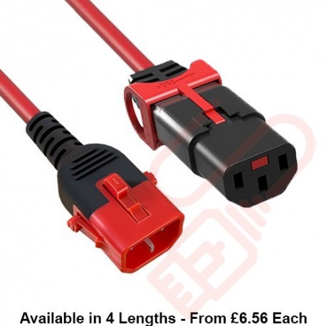 C14 Locking to C13 Locking Power Cable Red